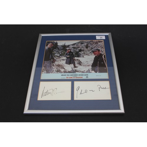 25 - The Guns of Navarone - a small American issue poster, with the autographs of Gregory Peck and Anthon... 