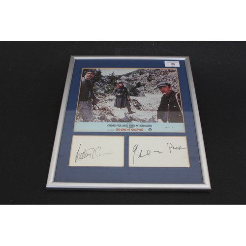 25 - The Guns of Navarone - a small American issue poster, with the autographs of Gregory Peck and Anthon... 