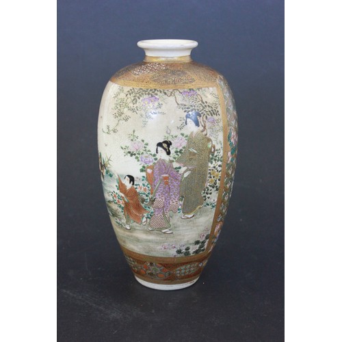 31 - A late Meiji period Japanese Satsuma ware vase, decorated figural panels, and small patterned panels... 