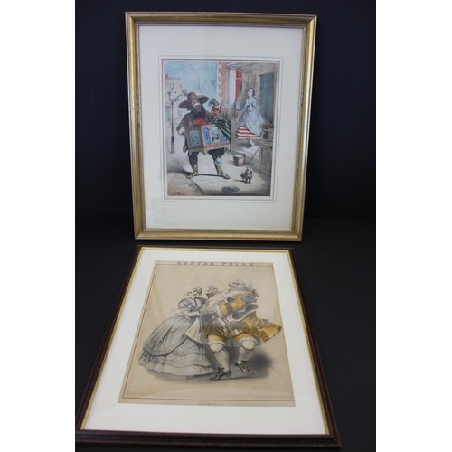 11 - After T.W Lee - Coloured lithograph of Hurdy Gurdy man. 30cm x 25cm & five further prints relating t... 