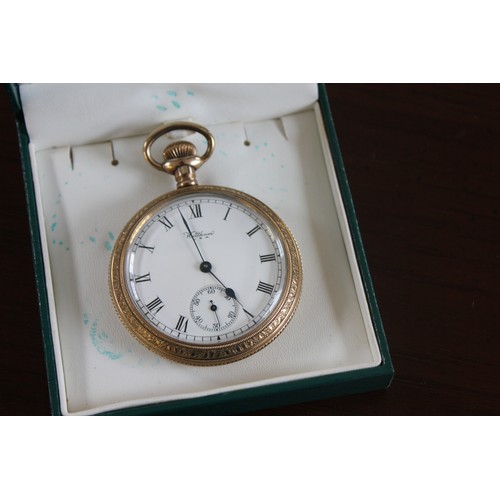 56 - A gents' gold plated open-faced keyless wound pocket watch by the 