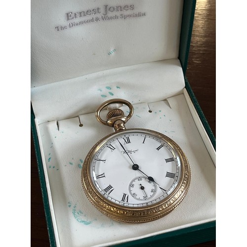 56 - A gents' gold plated open-faced keyless wound pocket watch by the 