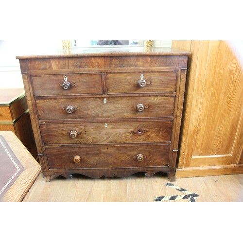 109 - A Victorian mahogany chest of two short and three long drawers, 122cm wide.