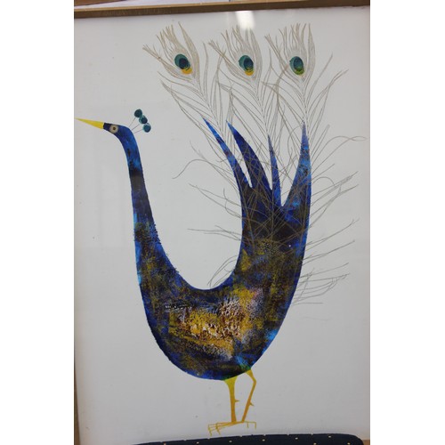 29 - After Geoffrey Lason '71 - Abstract version of peacock, limited edition print no. 46/75, 63cm x 46cm... 