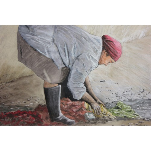 30 - Tim Sabben Clare - Cypriot woman washing clothes, watercolour and pastel, 54cm x 74cm.