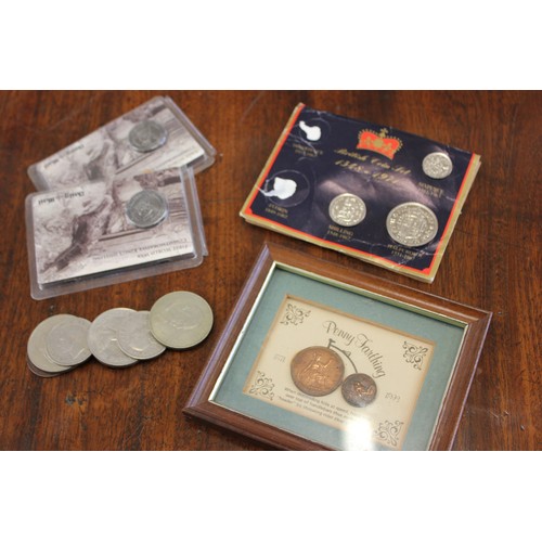 40 - A quantity of commemorative coins together with other mixed English & foreign coins.