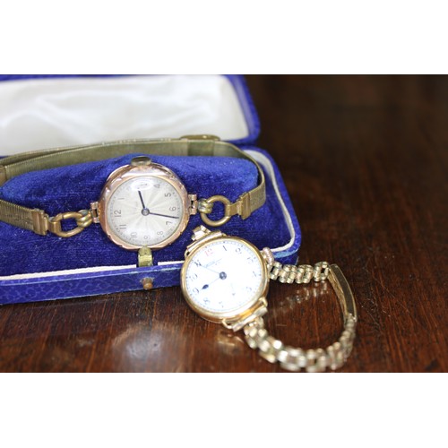 227 - A lady's gold Waltham wristwatch, a further gold wristwatch, both boxed, a.f. (2)