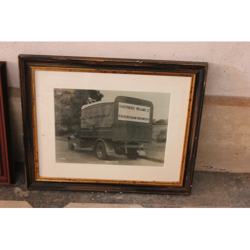 2 - A quantity of framed posters and reproduction photographs relating to Shepherd Neame brewers, Favers... 