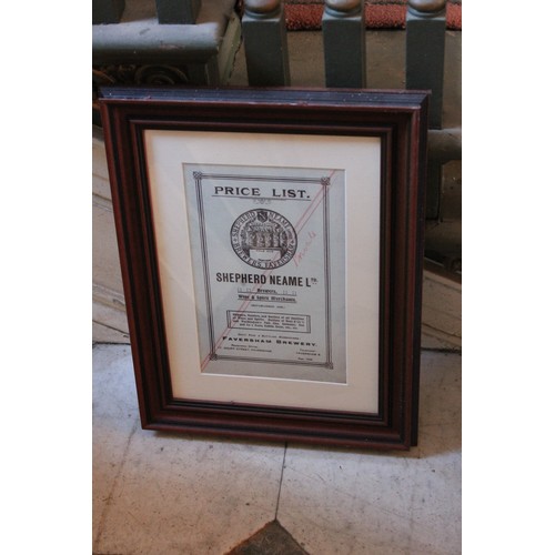 2 - A quantity of framed posters and reproduction photographs relating to Shepherd Neame brewers, Favers... 