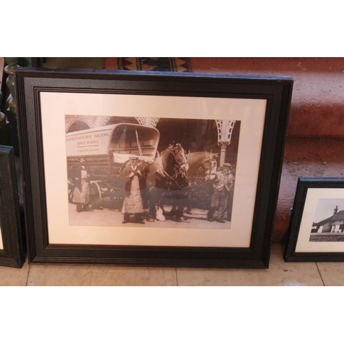 2 - A quantity of framed posters and reproduction photographs relating to Shepherd Neame brewers, Favers... 