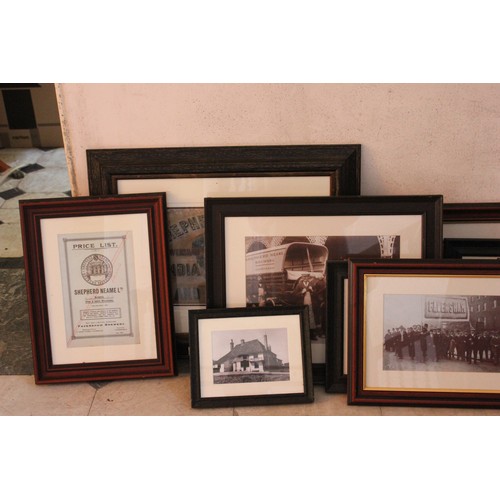 2 - A quantity of framed posters and reproduction photographs relating to Shepherd Neame brewers, Favers... 