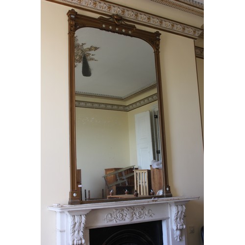 4 - A gilt painted overmantel mirror, with small blue jasper ware roundels, 143cm wide x approx. 300cm h... 