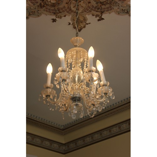 5 - A six-branch glass drop chandelier.