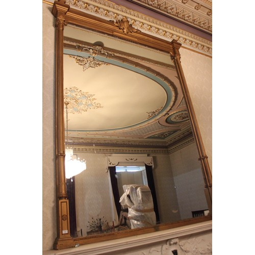 6 - A gilt frame overmantel mirror, 190cm wide and approx. 380cm high.