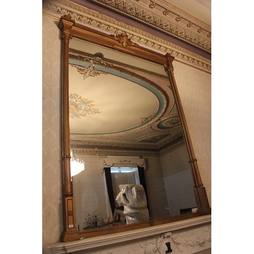 6 - A gilt frame overmantel mirror, 190cm wide and approx. 380cm high.