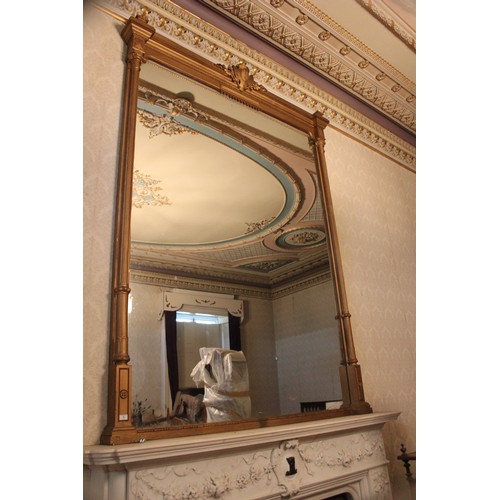 6 - A gilt frame overmantel mirror, 190cm wide and approx. 380cm high.