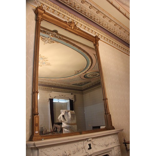 6 - A gilt frame overmantel mirror, 190cm wide and approx. 380cm high.