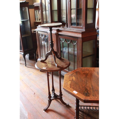 25 - A Victorian rosewood and inlaid octagonal occasional table, a later mahogany table, and a wine table... 