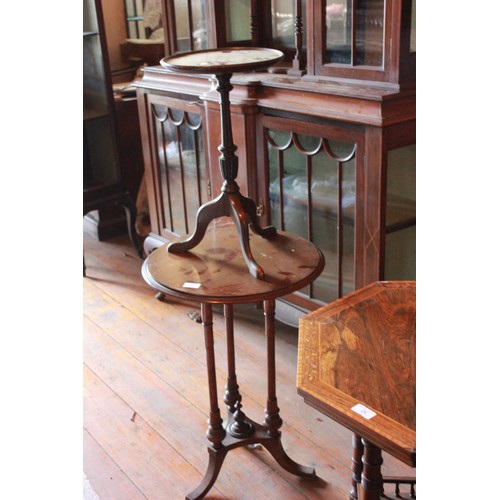 25 - A Victorian rosewood and inlaid octagonal occasional table, a later mahogany table, and a wine table... 