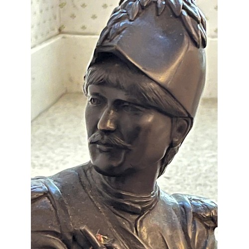 126 - E.H. Dumaige, Paris 1888 - bronze figure of Napoleonic drummer, 70cm high.