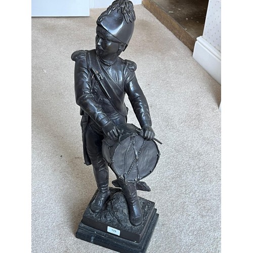 126 - E.H. Dumaige, Paris 1888 - bronze figure of Napoleonic drummer, 70cm high.