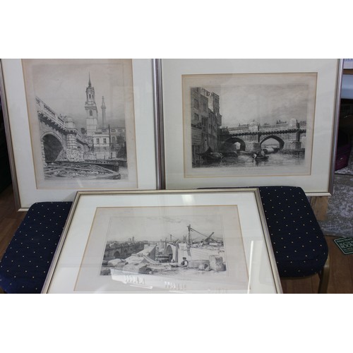 250 - After E. W. Cooke (1881-1880) - The Old and New London Bridges, a set of 12 etchings, 32cm x 42cm, a... 