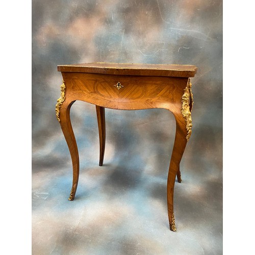 253 - A 19th century French oak kingwood and marquetry inlaid boudoir table, with gilt metal mounts, the h... 