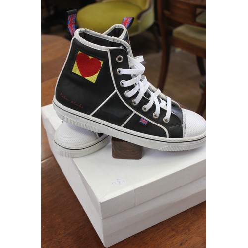 309 - A pair of pop shoe Converse-style high-top trainers, after the design by Peter Blake, size 7.5, in p... 