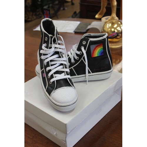 309 - A pair of pop shoe Converse-style high-top trainers, after the design by Peter Blake, size 7.5, in p... 