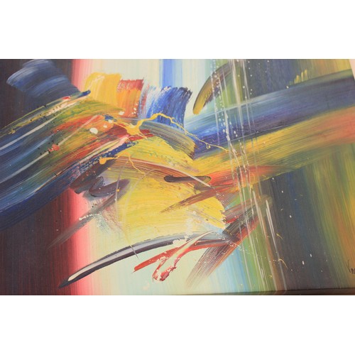 7 - Nancy Van Hussen (20th century) - Abstract study, signed bottom right, oil and mixed media on canvas... 