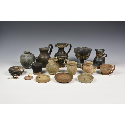 185 - Ancient Artifacts - Roman - Greek - Etruscan pottery antiquities etc, to include a black two tone am... 