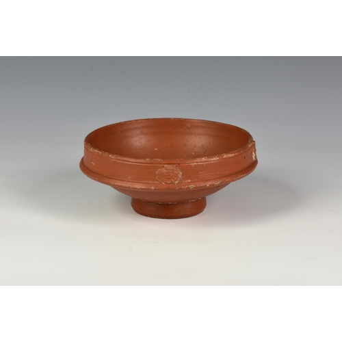 186 - A Roman Arretine red slip Terra Sigillata cup or dish, with accompanying collectors label ' Augustan... 