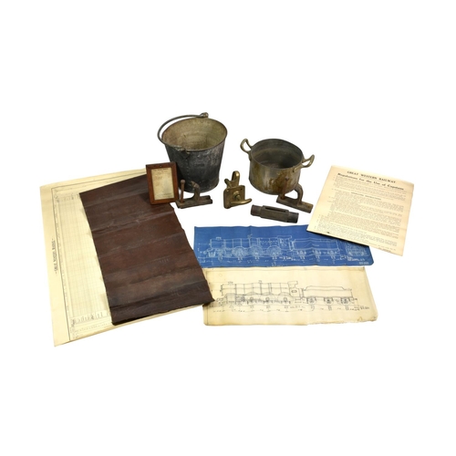 205 - Railwayana - GWR Great Western Railway - A collection, comprising of GWR fire bucket with wrought ir... 