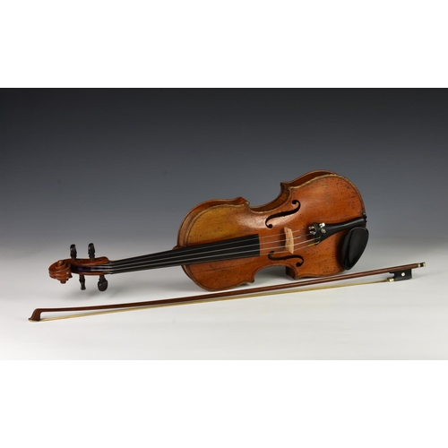 219 - A 19th century violin, the inside of the body labelled 'Carlo Antonio Testore figlio Maggiore del fu... 