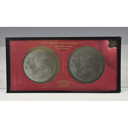223 - A lunar negative stereoview on ground glass by Warren De La Rue, Paris, circa 1857, gilt text annota... 