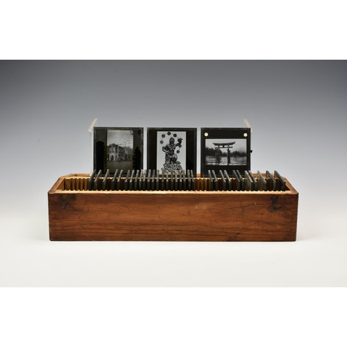 224 - A collection of 35 topographical Japanese magic lantern slides, early 20th century, to include lakes... 