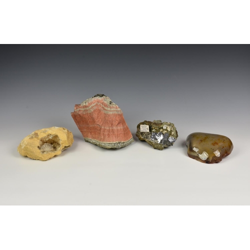 234 - NATURAL HISTORY - Four mineral boulders / clusters, comprising of a Crystal Geode within sandy colou... 