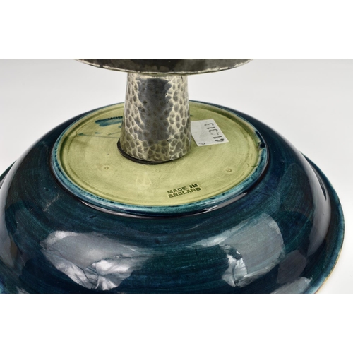 12A - A Moorcroft Tudric tazza in Eventide pattern, c.1920, tubelined and glazed, impressed 'Made in Engla... 