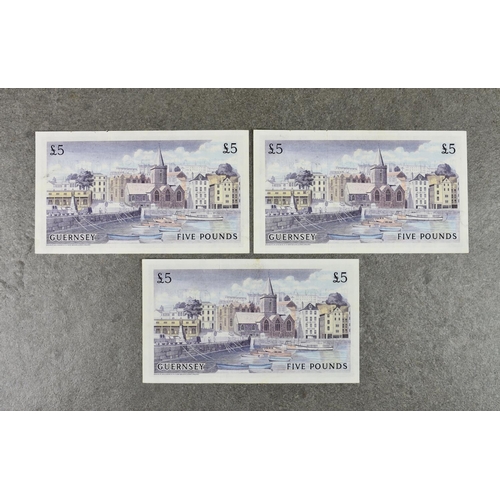 182 - BRITISH BANKNOTES - The States of Guernsey - Five Pounds - Three consecutive, c.1969, Signatory C. H... 