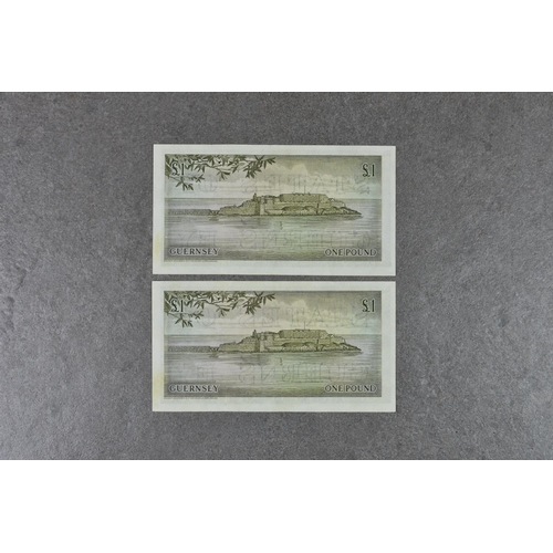 183 - BRITISH BANKNOTES - The States of Guernsey - One Pounds - Two consecutive, c. 1969, Signatory C. H H... 