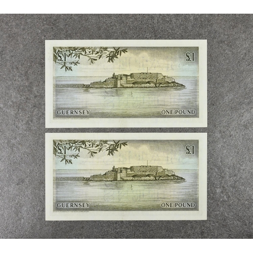 184 - BRITISH BANKNOTES - The States of Guernsey - One Pound - consecutive pair, c. 1973, Signatory C. H. ... 