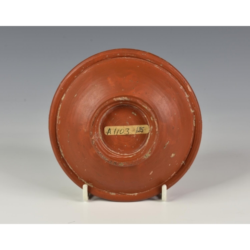 186 - A Roman Arretine red slip Terra Sigillata cup or dish, with accompanying collectors label ' Augustan... 