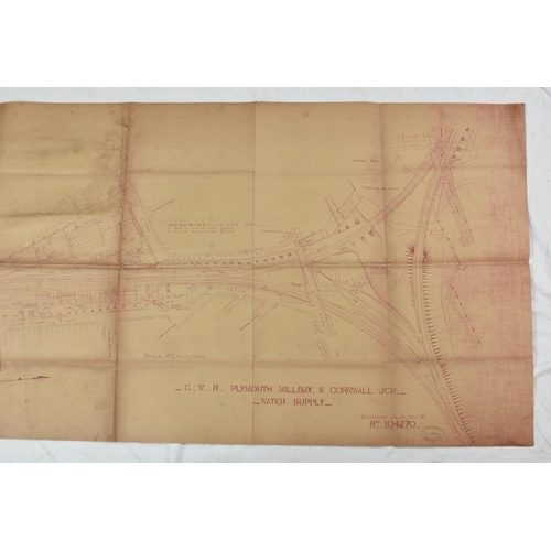 199 - Railwayana - GWR - Great Western Railway - Diagram/blueprint of Plymouth Millbay & Cornwall water su... 