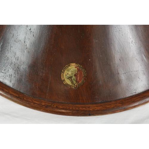 209 - A rare HMV laminated panelled oak spear tip gramophone horn, early 20th century, having original cir... 