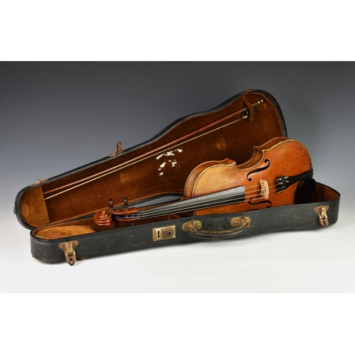 219 - A 19th century violin, the inside of the body labelled 'Carlo Antonio Testore figlio Maggiore del fu... 
