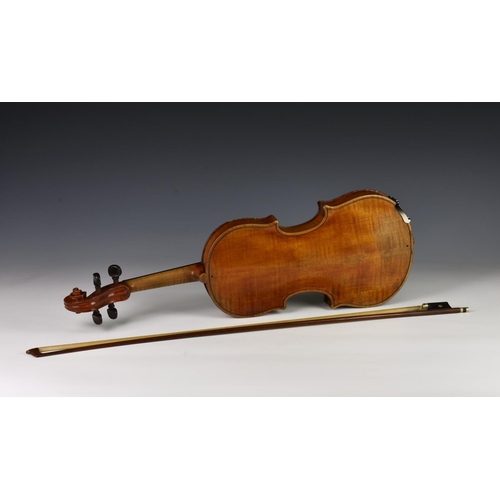 219 - A 19th century violin, the inside of the body labelled 'Carlo Antonio Testore figlio Maggiore del fu... 