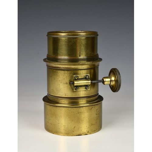230 - A brass Daguerreotype portrait lens by F. J. Cox of London, circa 1867, Petzval-type 60mm portrait l... 