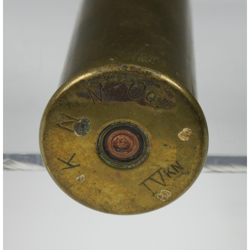 1009 - Trench Art - Two large calibre bullet shells , The lead tips carved 1902 & 1905, the bullets stampe... 