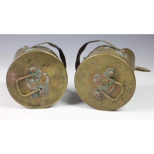 1009 - Trench Art - Two large calibre bullet shells , The lead tips carved 1902 & 1905, the bullets stampe... 