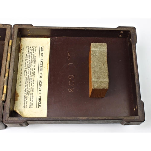 1013 - WWII period Pattern 1152 Azimuth Circle navigation instrument, serial No. 7909E., in original box wi... 